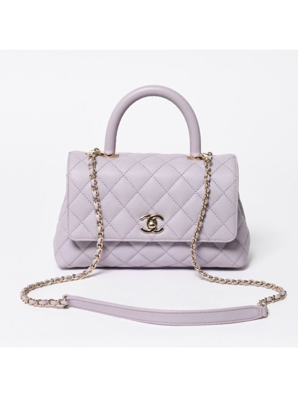 Chanel Coco Handle XS 24 2-Way Bag Caviar Leather Purple